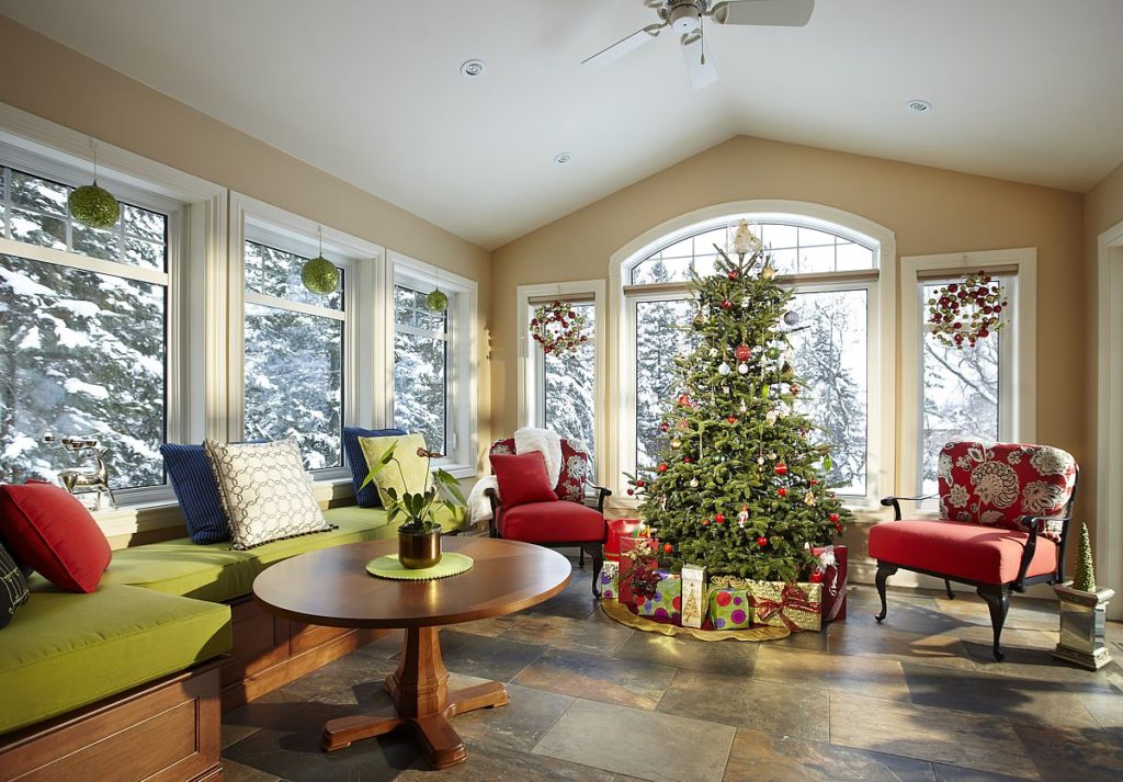 An all season room is a graeat place for your Christmas tree