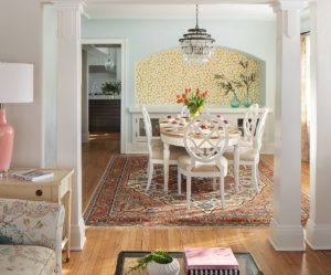 A niche is the perfect place to add a floral wallpaper